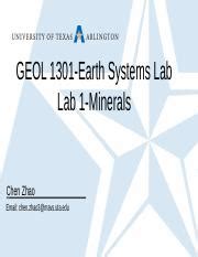 GEOL 1301 Lab 1 Minerals Pptx GEOL 1301 Earth Systems Lab Lab 1