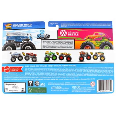 Hot Wheels Monster Trucks Scale Demolition Doubles DragBus Vs Volkswagen Beetle Frys