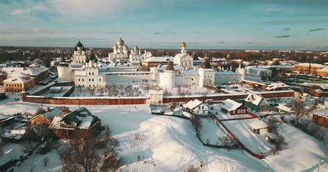 Aerial Panorama Of The Rostov Kremlin Winter Russian Landscapes