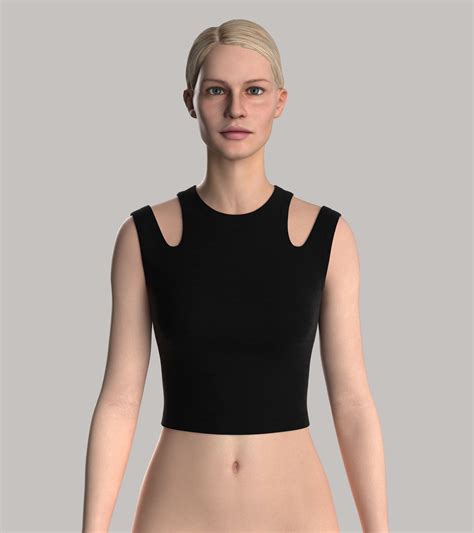 Cut Out Detailed Ribbed Crop Top 3d Model Cgtrader