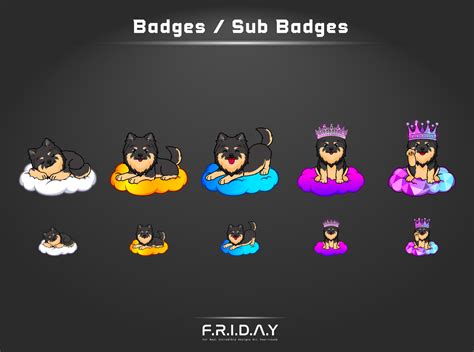 sub badges for twitch / cute dog cartoon by Friday Design on Dribbble