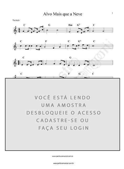 Alvo Mais Que A Neve Partitura Adventista Teclado Partituras E