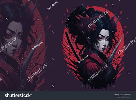 Asian Woman Face Artwork Red Flower Images Stock Photos Vectors