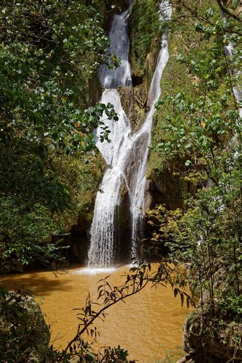 Waterfall In A Lush Rainforest Vegas Grande Waterfall In Topes De