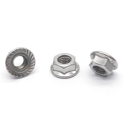 M8x1 25mm 304 Stainless Steel Flange Left Hand Thread Hex Nuts Lock