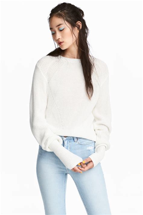 Rib Knit Sweater White Sale Handm Us