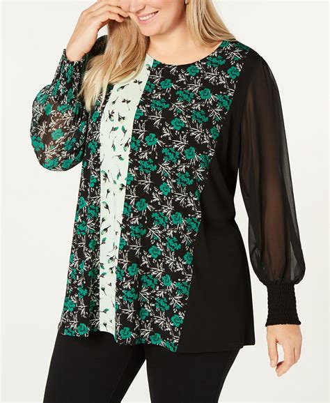 Alfani Plus Size Mixed Print Tunic Created For Macys Macys