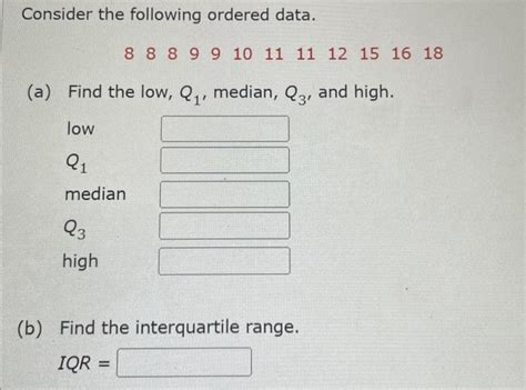 Solved Consider The Following Ordered Data A Find The Chegg