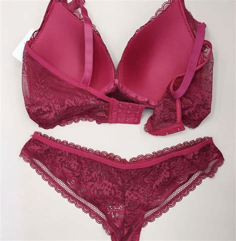 Lingerie Conjunto De Suti E Calcinha Renda Vinho Bojo Sem Aro