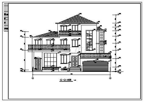 别墅设计某三层带地下室公馆式别墅建筑施工cad图纸别墅建筑土木在线