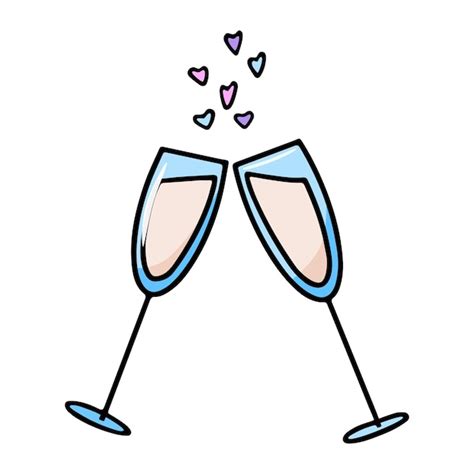 Premium Vector Two Glasses With Drink Illustration Celebrating With