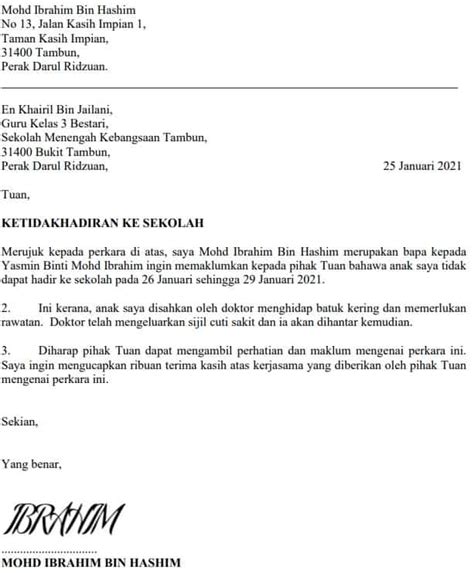 Contoh Surat Anak Tidak Hadir Ke Sekolah Delinewstv