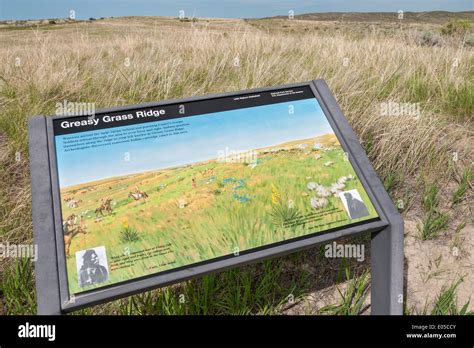 Montana Little Bighorn Battlefield National Monument Greasy Grass Ridge Interpretive Sign