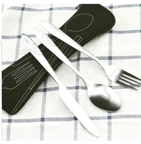 3pc Travel Cutlery Set With Casetravel Utensilsutensil Setstainless