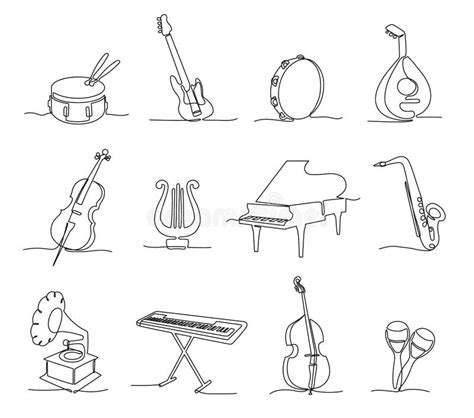 One Continuous Line Musical Instruments Instrumental Music Different