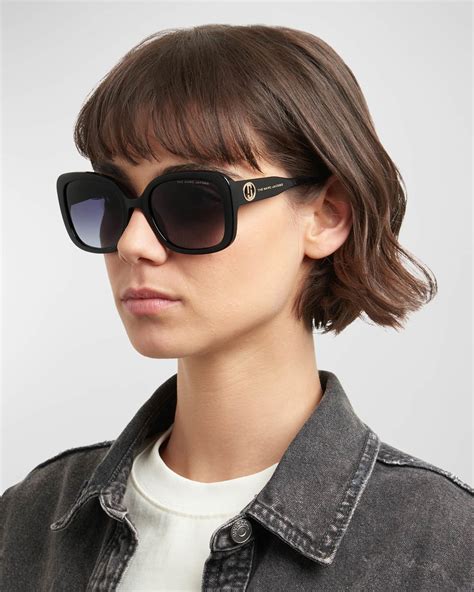 Marc Jacobs Monogram And Logo Square Acetate Sunglasses Neiman Marcus