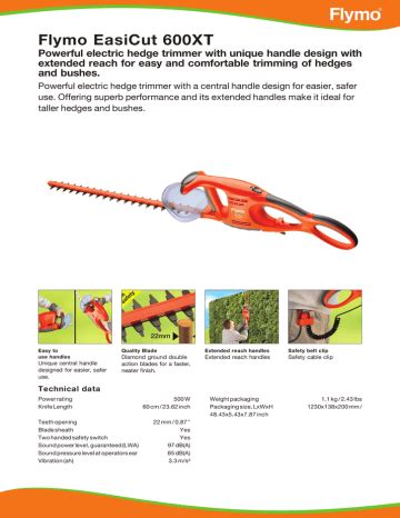 Flymo EasiCut 600 XT Electric Hedge Trimmer Manualzz