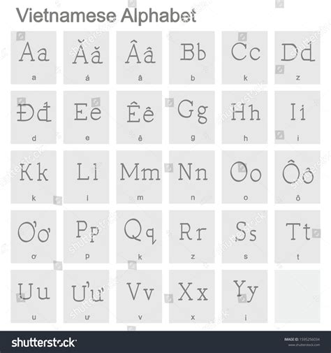 1 Set Monochrome Icons Vietnamese Alphabet Royalty Free Images Stock