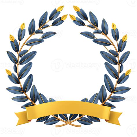 Golden Emblem Template For Logo Gold Branches And Ribbon Illustration