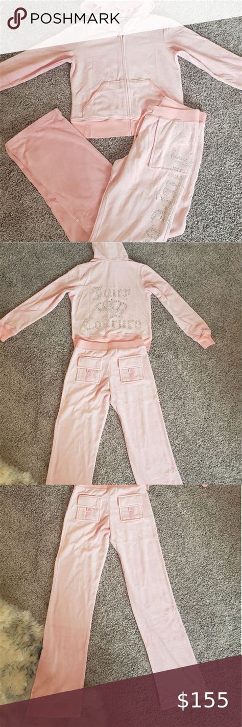 Baby Pink Juicy Couture Big Bling Velour Tracksuit Pink Outfits