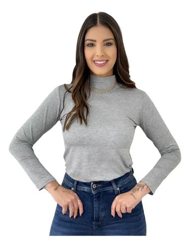 Blusa Feminina Gola Alta Segunda Pele Basica Manga Longa Mercadolivre