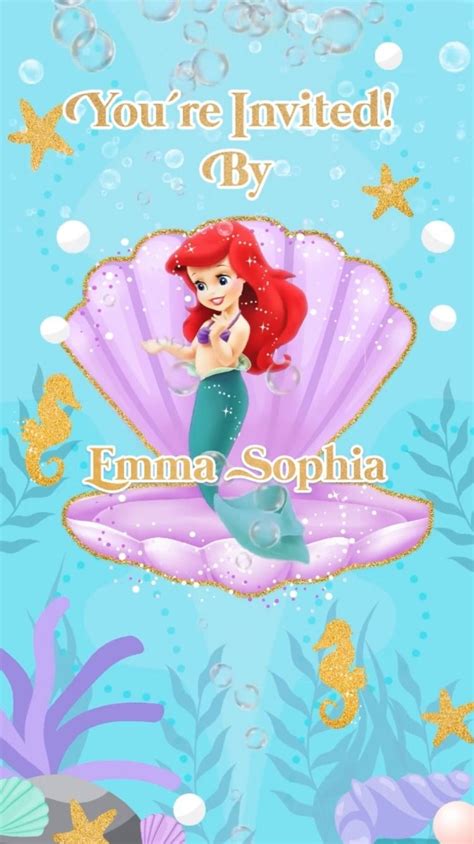 Electronic Video Card Invitation Baby Little Mermaid Ariel Ariel The