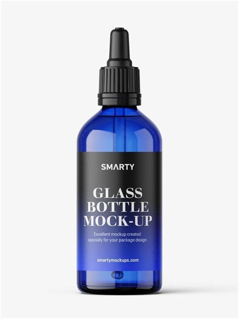 Blue Dropper Bottle Mockup Ml Smarty Mockups