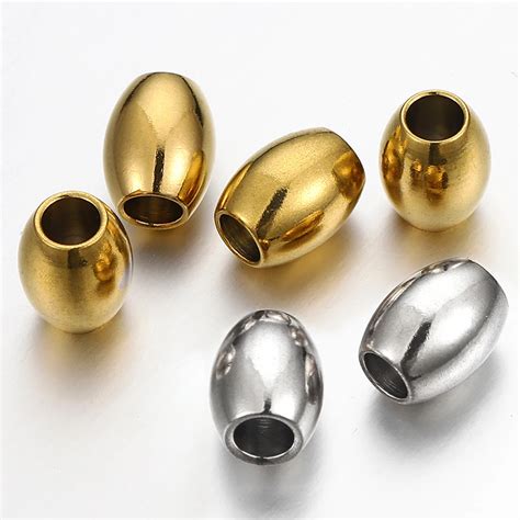 20 St Cke Edelstahl Gold Farbe Oval Zylinder Spacer Lose Perlen F R DIY