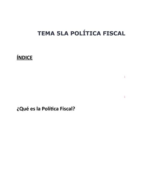 TEMA 5 Pol tica Fiscal Apuntes 5 TEMA 5LA POLÍTICA FISCAL ÍNDICE