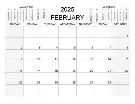 Calendar for February 2025 – free-calendar.su