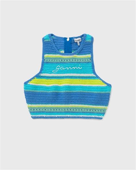 Ganni WMNS Crochet Racerback Bikini Top Blue BSTN Store