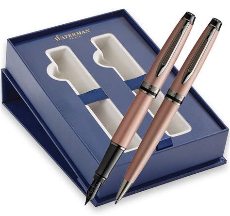 Waterman Expert Fountain Ballpoint Pen Gift Set Rose Gold Ruthenium