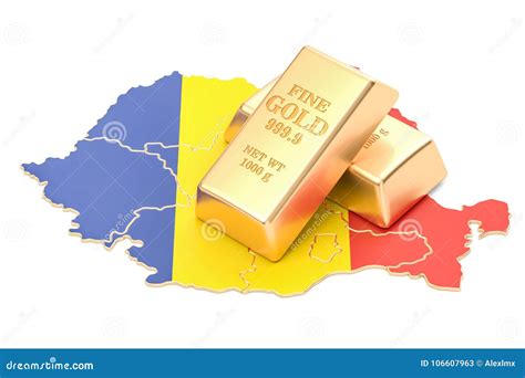 Golden Reserves Of Romania Concept 3D Rendering Stock Illustration