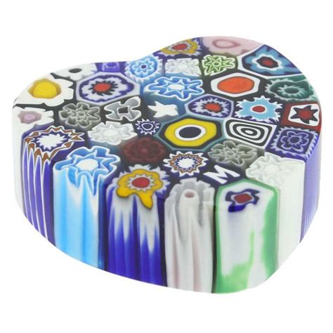 Murano Paperweights Murano Millefiori Heart Paperweight Medium