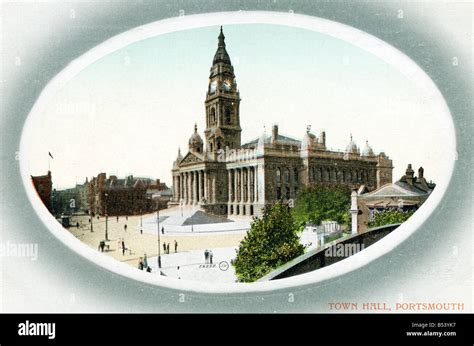 Old Vintage Seaside Picture Postcard Of The Town Hall Portsmouth