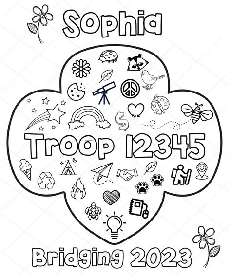 EDITABLE Girl Scout Trefoil Coloring Page 8x10 Edit & Print From Home ...