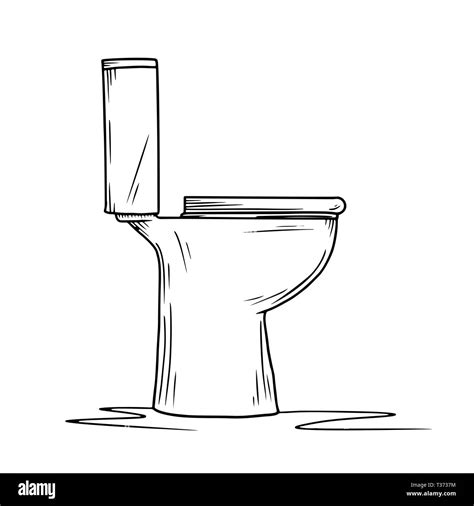 Sketch Of Toilet Bowl Isolated On White Background Vector Stock Vector