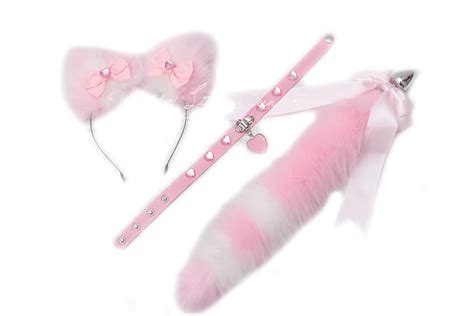 Amazon Pink Princess Petplay Set Ears Collar Anal Butt Plug Tail Pretty Pet Play For