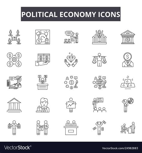 Political Economy Line Icons Signs Set Royalty Free Vector