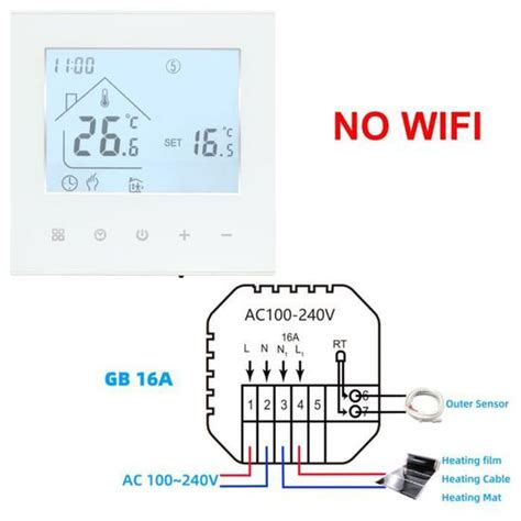 Blanc Lectrique Thermostat Intelligent Wifi Tuya Cran Tactile Lcd