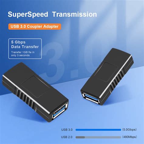 Getuscart Superspeed Usb 3 0 Coupler Adapter Type A Female To Female Bridge Extension Connector