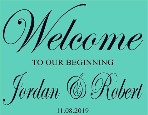 Custom Wedding Sign Wedding Welcome Sign Decal Bride And Groom Etsy