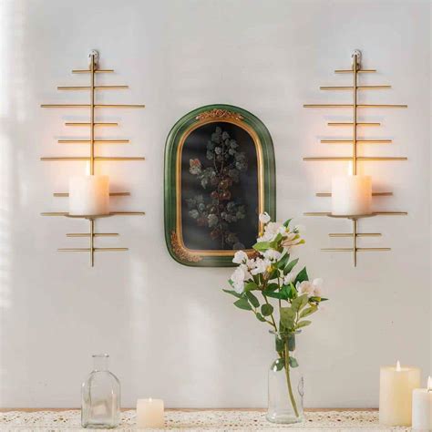 Gold Metal Candle Sconce Holder Hanging Wall Mounted Candle Sconces