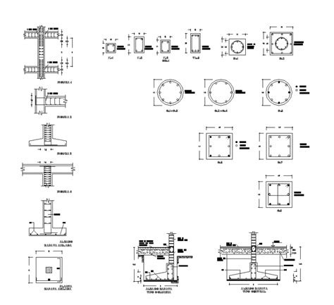 Round And Square Column Plan And Elevation Dwg File Round Column