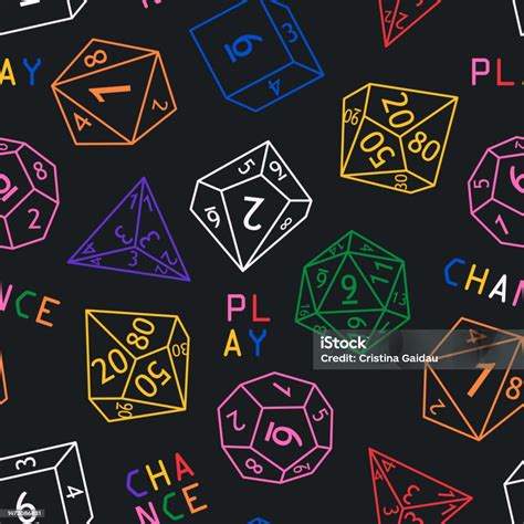 Seamless Pattern With Various Dices Vector Illustration Stock