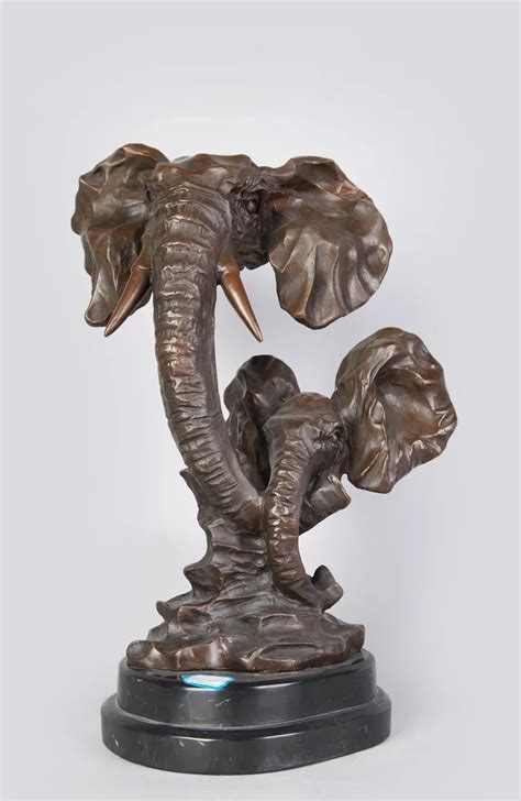 Arts Crafts Copper Modern Home Decor Bronze Elephant Bust Figurine Feng