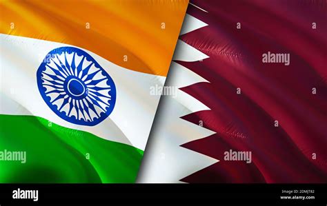 India And Qatar Flags D Waving Flag Design India Qatar Flag Picture