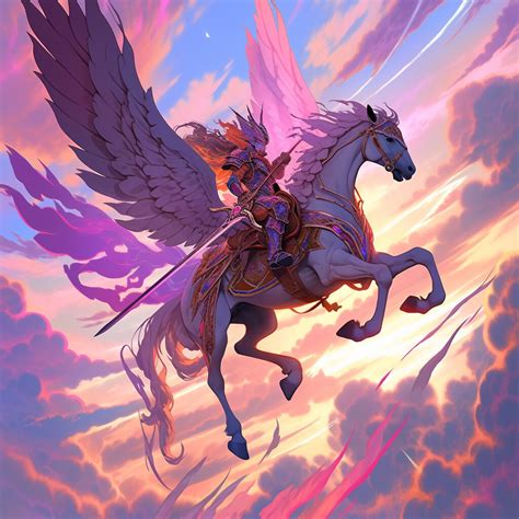 Artstation Knight Riding Pegasus In Lilac Sky Dnd Character