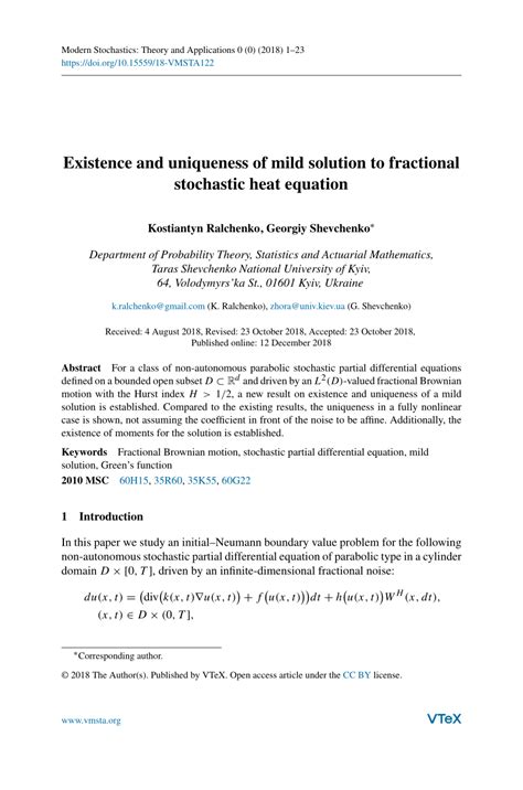 Pdf Existence And Uniqueness Of Mild Solution To Fractional