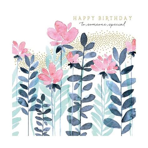 Pink Flowers Happy Birthday Card Tmeie